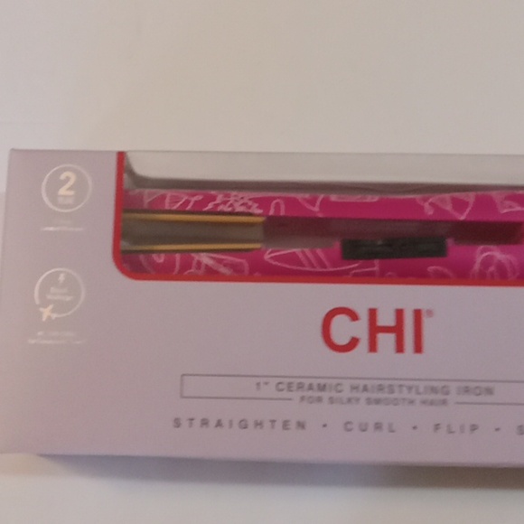 CHi 1" Flat Iron Ceramic Hairstyling Pink With Beach Designs New - Picture 2 of 9